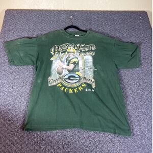 Vintage Green Bay Packers Brett Favre NFL T-Shirt Mens XL Football Graphic Green